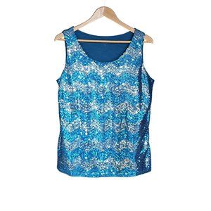 Coldwater Creek Sequin Chevron Tank (L)